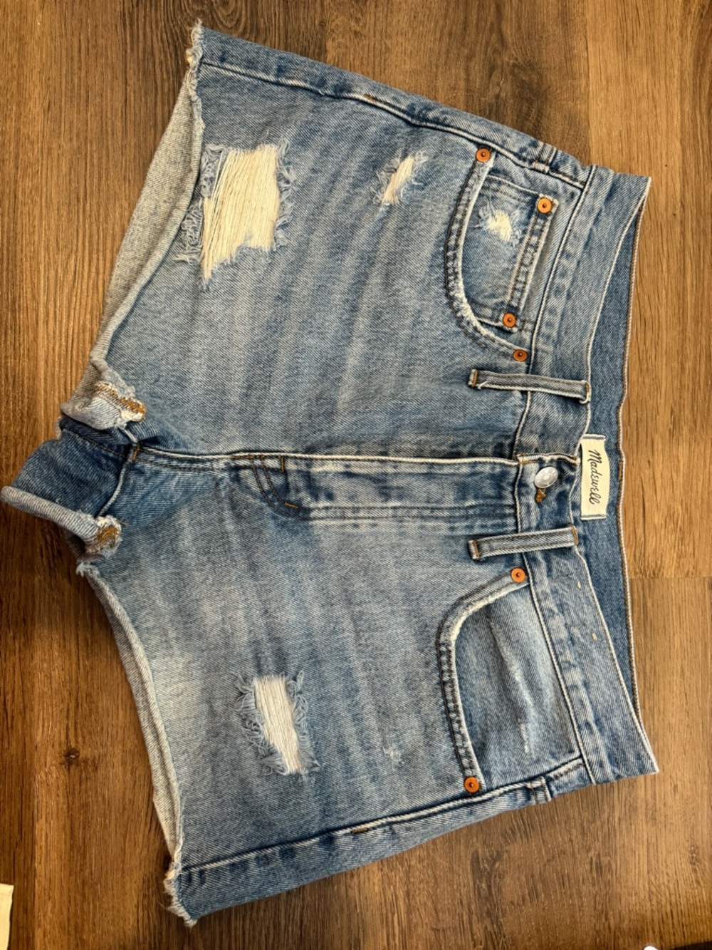 Madewell Light Wash Distressed Denim Cutoff Shorts